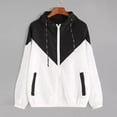 thumbnail image 1 of Viikei Womens Coats Outerwear Winter Plus Size,Fashion Women Long-sleeved Pocket Color-block Elastic Waist Hooded Jacket Black XXL, 1 of 1