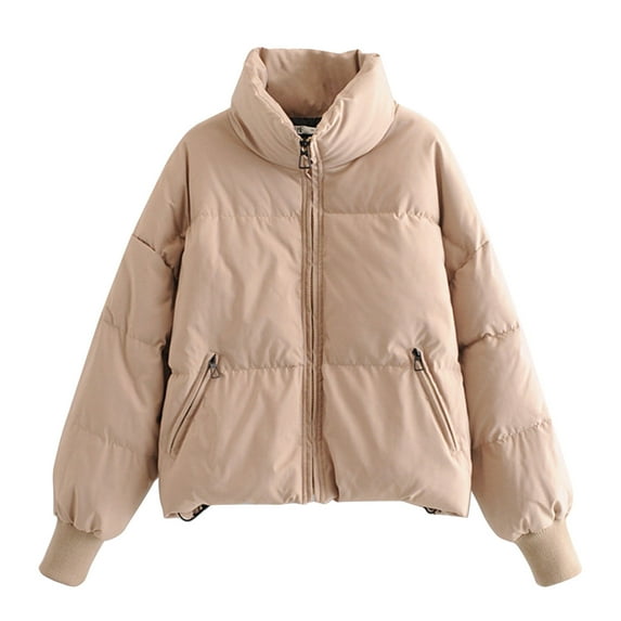 Viikei Womens Coats Outwear Winter,Fashion Women Solid Stand-up Collar Cardigan Down Jacket Outerwear Padded Coat Khaki L