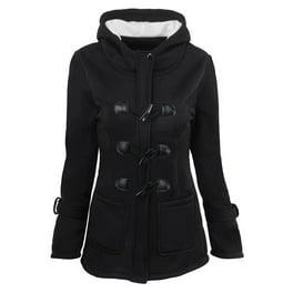 Azrian Womens Coats and Jackets Clearance Women Winter Plus Size Solid Plus Velvet Coat Long Sleeve Horn Buckle Pocket Overcoat Tops Clearance Sale Walmart