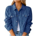 thumbnail image 1 of Viikei Womens Denim Jackets Plus Size Denim Jackets for Women Clearance Classic Casual Solid Color Short Long sleeve Denim Blouse Jacket Coat, 1 of 8