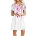 thumbnail image 1 of Viikei Womens Dresses Plus Size Clearance,Women's Classic A-Line Short Sleeve Dress,Women's Short Sleeved Dress with Floral Print Round Neck Dress Multicolor M, 1 of 5