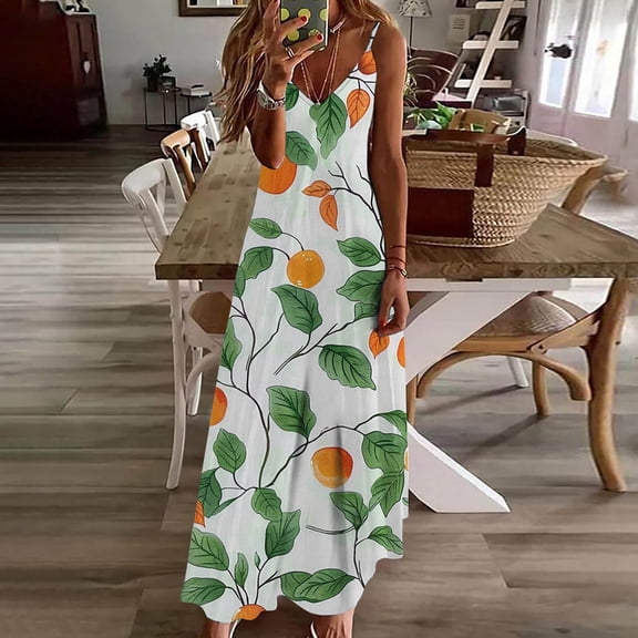 Viikei Womens Dresses Plus Size Summer,Fashion Women Summer Casual Solid V-Neck Camis Sleeveless Long Dress White S