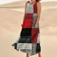thumbnail image 1 of Viikei Womens Dresses Plus Size Summer,Sundresses for Women Casual Summer,New Women's Sleeveless and Linen Round Neck Printed Long Dress Red M, 1 of 5