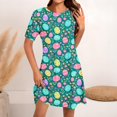 thumbnail image 1 of Viikei Womens Dresses Plus Size Summer,Women's Party Short Sleeve Dress,Women's Fashion Round-Neck Short Sleeved Printed Pullover Dress Multicolor M, 1 of 5