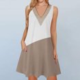 thumbnail image 1 of Viikei Womens Dresses Plus Size,Women's Printed Lace Sleeveless Pocket V-Neck Dress Khaki M, 1 of 5