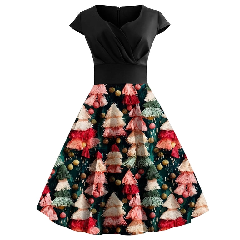 knee length dresses for ladies The Pretty Dress Company Hepburn Forest Green Swing Dress Colour: Forest Green, Size: 14 main image 0