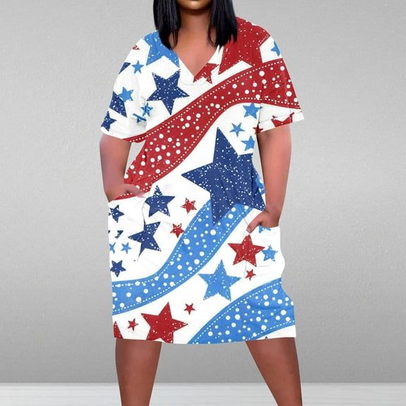 Viikei Womens Dresses Summer,Elegant Satin Short Sleeve Dress,Plus Size Dress for Women V Neck Summer Printing Sundresses Knee Short Sleeve with Pockets Light Blue XXXXL