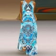 thumbnail image 1 of Viikei Womens Dresses Summer,Sun Dresses for Women Plus Size,Women Casual Loose Printed Tank Dress Beach V-neck Pocket Sundress Sleeveless Dresses Blue S, 1 of 3