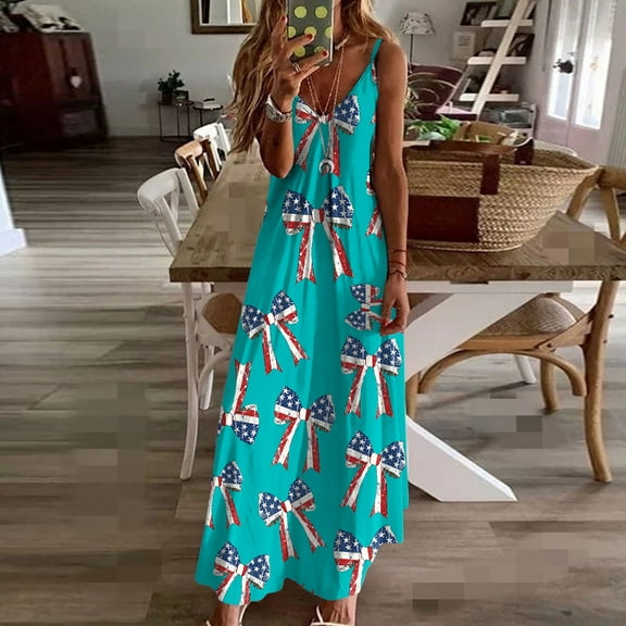 Viikei Womens Dresses Summer,Women's Summer Print Casual Loose Sleevless V-Neck Dress Mint Green XXXL