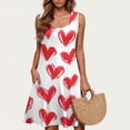 thumbnail image 1 of Viikei Womens Dresses for Wedding Guest,Plus Size Summer Maxi Dress for Women,Valentine's Day Women Casual Plus-size Sleeveless Crew Neck Print Short Dress White S, 1 of 5