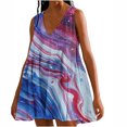 thumbnail image 1 of Viikei Womens Dresses for Wedding Guest,New Women's Casual Loose V-neck Sleeveless Printed Short Dress Blue XL, 1 of 7