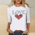 thumbnail image 1 of Viikei Womens Fall Tops Long Sleeve Tops Plus Clearance,Fall Winter Tops Clearance,Ladies' Valentine's Day Fashion Printed Round Neck Three Quarter Sleeve 3/4 Sleeve T-shirt Loose Top White XXXL, 1 of 4