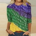 thumbnail image 1 of Viikei Womens Hoodies Sweatshirts,Blouses for Women Dressy,Women's Mardi Gras Fashion Printing Casual Round-Neck 3/4 Sleeve T-shirt Blouse Multicolor L, 1 of 5