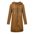 thumbnail image 1 of Viikei Womens Hoodies with Zippers Hoodie Jackets for Women Coats Plus Size Solid Color Hoodie Zipper Long Sleeve Sweatshirts Pockets Irregular Hem Long Coat Tops, 1 of 8