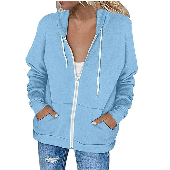Viikei Womens Hoodies with Zippers Hoodie Jackets for Women Womens Coats Plus Size Long Sleeve Sweatshirts Pockets Coat