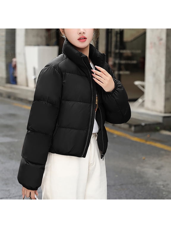 Womens Jackets Plus Size,Women Warm Pocket Coat Long Jacket Winter Sleeve Down Parkas Black M
