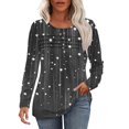 thumbnail image 1 of Viikei Womens Light Knit Crew Neck Long Sleeve,Women's Spring/Summer Floral Printed Round Neck Long Sleeve T-shirt Black XXXL, 1 of 7