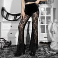 thumbnail image 1 of Viikei Womens Pants Clearance Denim,Fashionable Design with Lace Flared Pants for Women Black L, 1 of 8