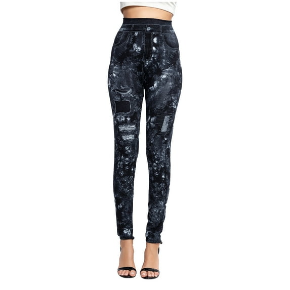 Viikei Womens Pants Clearance Plus Size Pants Imitation Denim Leggings Super Elastic Slim