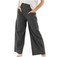 thumbnail image 1 of Viikei Womens Pants Clearance Plus Size Pants Solid Color Loose Wide Leg, 1 of 5