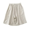thumbnail image 1 of Viikei Womens Pants Shorts Under $5 Women's Summer Cotton Linen Elastic Waist Solid Thin Quarter Shorts, 1 of 5