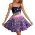 thumbnail image 1 of Viikei Womens Plus Size Clearance Dresses,Women's Slim-Fit Short Sleeve Dress,Women's Valentine's Day Sparkling Print Cute Retro Strap Dress Purple S, 1 of 3