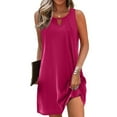 thumbnail image 1 of Viikei Womens Plus Size Clearance Dresses,Women's Solid Short Sleeve V Neck Ruffle Dresses Sexy Elegant Club Party Tunic Mini Dresses Casual Vacation Dress Hot Pink S, 1 of 8