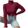 thumbnail image 1 of Spring Tops for Women Viikei Womens Plus Sweaters Turtleneck Sweaters for Women Knitted Sweater Women Sweater Clearance for Women Fashion Casual Turtleneck Solid Color Long Sleeve Pullover Tops, 1 of 8