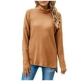 thumbnail image 1 of Viikei Womens Plus Sweaters Turtleneck Sweaters for Women Knitted Sweater Women Sweater Clearance for Women Fashion Solid Color High Collar Long Sleeves Socket Sweater Tops, 1 of 7