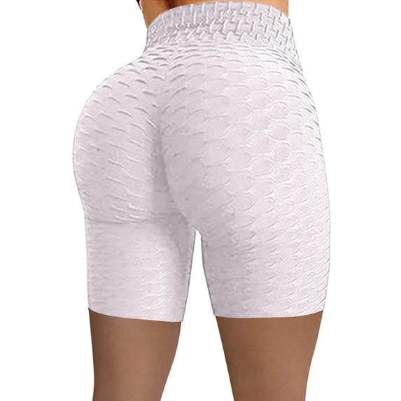 Viikei Womens Shorts Clearance Shorts for Women Plus Size Women's Shorts Pull on Wrinkled High Waist Hip Stretch Running Fitness Yoga Pants Biker Shorts