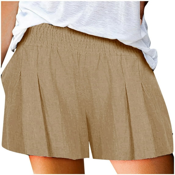 Viikei Womens Shorts Clearance Shorts for Women Plus Size Women's Shorts Pull on Casual Summer Pocket Elastic Waist Loose Solid Shorts Pants