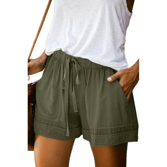 Viikei Womens Shorts Clearance Shorts for Women Plus Size Women's Shorts Pull on Comfy Drawstring Casual Elastic Waist Pocket Loose Shorts Pants