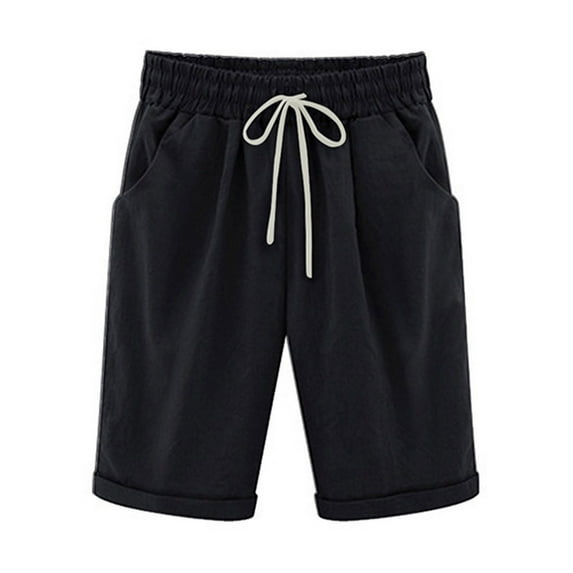 Viikei Womens Shorts Clearance Shorts for Women Plus Size Women's Shorts Pull on Summer Printed Casual Loose Pockets Lacing Shorts Pants
