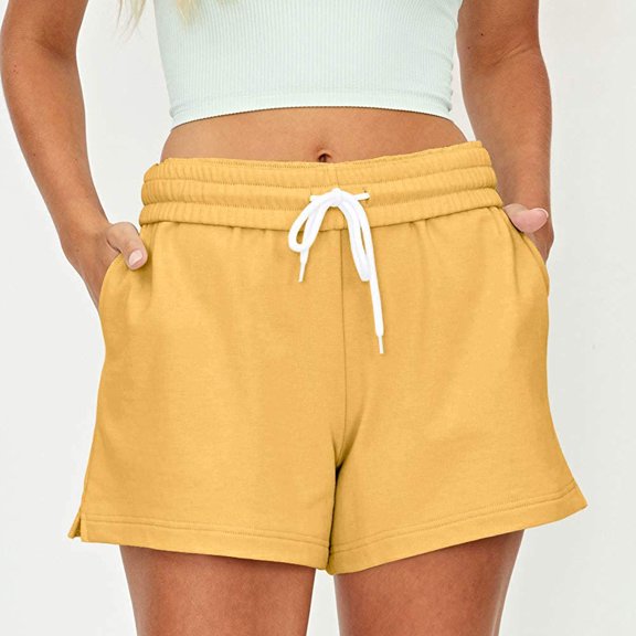 Viikei Womens Shorts Clearance Shorts for Women Plus Size Women's Shorts Pull on Fashion Drawstring Casual Pocket Loose Solid Color Sports Shorts Pants