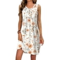 thumbnail image 1 of Viikei Spring Dresses for Women 2025,Ladies Summer Fashion Printed Sleeveless Round Neck Pleated Dress, 1 of 6