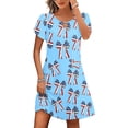 thumbnail image 1 of Viikei Womens Summer Dresses Plus Size,Women's Party Short Sleeve Dress,Women's Casual Loose Summer Printed Short Sleeved Dress Blue XL, 1 of 5