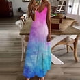thumbnail image 1 of Viikei Womens Summer Dresses,Summer Dresses for Juniors,Fashion Women Summer Casual Solid V-Neck Camis Sleeveless Long Dress Blue S, 1 of 5