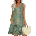 thumbnail image 1 of Viikei Womens Summer Dresses,Summer Dresses for Juniors,Women Casual Loose Summer Printed Dress Sleeveless V-neck Top/shirt Set Green XXL, 1 of 6