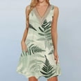 thumbnail image 1 of Viikei Womens Summer Dresses under $10,Women's Printed Lace Sleeveless Pocket V-Neck Dress Green XXL, 1 of 5
