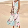 thumbnail image 1 of Viikei Womens Summer Dresses with Sleeves,Women's Sleeveless and Linen Round Neck Printed Long Dress with Pocket Pink XXL, 1 of 5