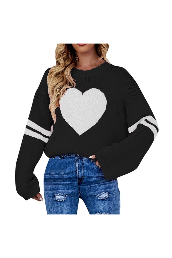 Womens Sweaters Cardigan Sweaters for Women Plus Size Fashion Women's Cows Pattern Long Sleeve Round-Neck Sweaters Ladies Top