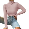 thumbnail image 1 of Workout Tops for Women Viikei Womens Sweaters Clearance Plus Size Turtleneck Knitted Pullover Striped Knitted Sweater Loose Long Sleeves Tops, 1 of 8