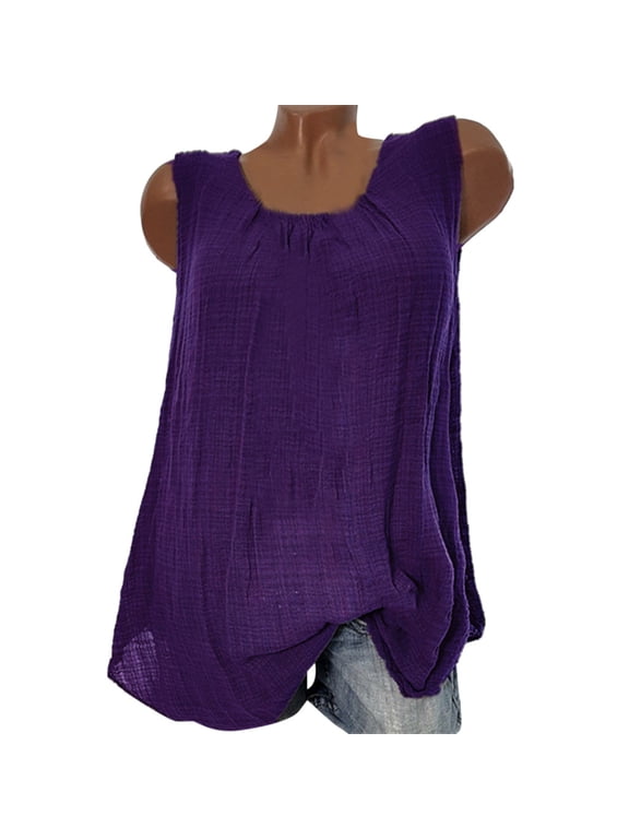 Plus Size Tops for Women Viikei Womens Tank Top Camisoles for Women Plus Plus Size O-neck Solid Color Tops Blouse Shirt Tank Tops Plus Size
