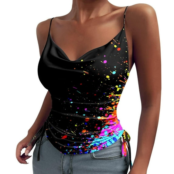 Viikei Womens Tank Top Camisoles for Women Plus Printed Vest Blouse Suspenders Tops
