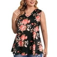 thumbnail image 1 of Viikei Womens Tank Tops Plus Size Tank Tops for Women Women's Fashion Plus Size Printed Vest V-Neck Loose Sleeveless T-shirt Pullover Tops, 1 of 8