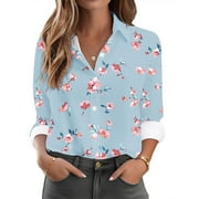 Summer Tops Viikei Womens Tops Long Sleeve Clearance under $5,Sweatshirts for Women Loose Fit,Women's Solid Color Casual Everyday-breasted Long-sleeved Shirt Tops Multicolor S