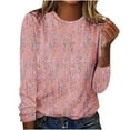 thumbnail image 1 of Tops for Women Trendy Viikei Womens Tops Long Sleeve plus size Womens Tops Long Sleeve under $15 Fashion Women Casual Long Sleeve Printing Round Neck Loose T-Shirt Blouse Tops, 1 of 5