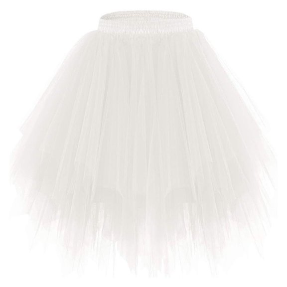 Viikei Womens Tulle Skirt Elastic High Waist,Ladies' Star Spring/Summer High Waist Puff Skirt Cake Half Length Skirt Mesh Yarn Skirt White Free Size