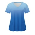 thumbnail image 1 of Viikei Womens Wear to Work Tops Plus Size Short Sleeve V-Neck Pocket Basic Work Tops for Women Stylish Gradient Color Print Working Uniform for Women Women's Spring Summer Fashion Blouses Tops, 1 of 3