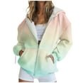 thumbnail image 1 of Viikei Zip Up Hoodies for Women Sweatshirt for Women Women's Casual Printed Zippered Long Sleeved Hooded Sweatshirt Jacket Top, 1 of 3